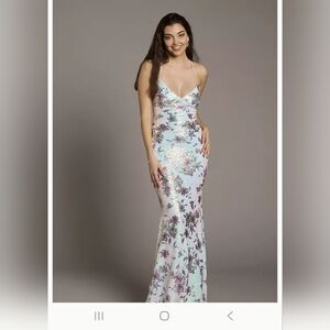 SIZE XL. City Studio Floral Maxi Dress in White and Purple